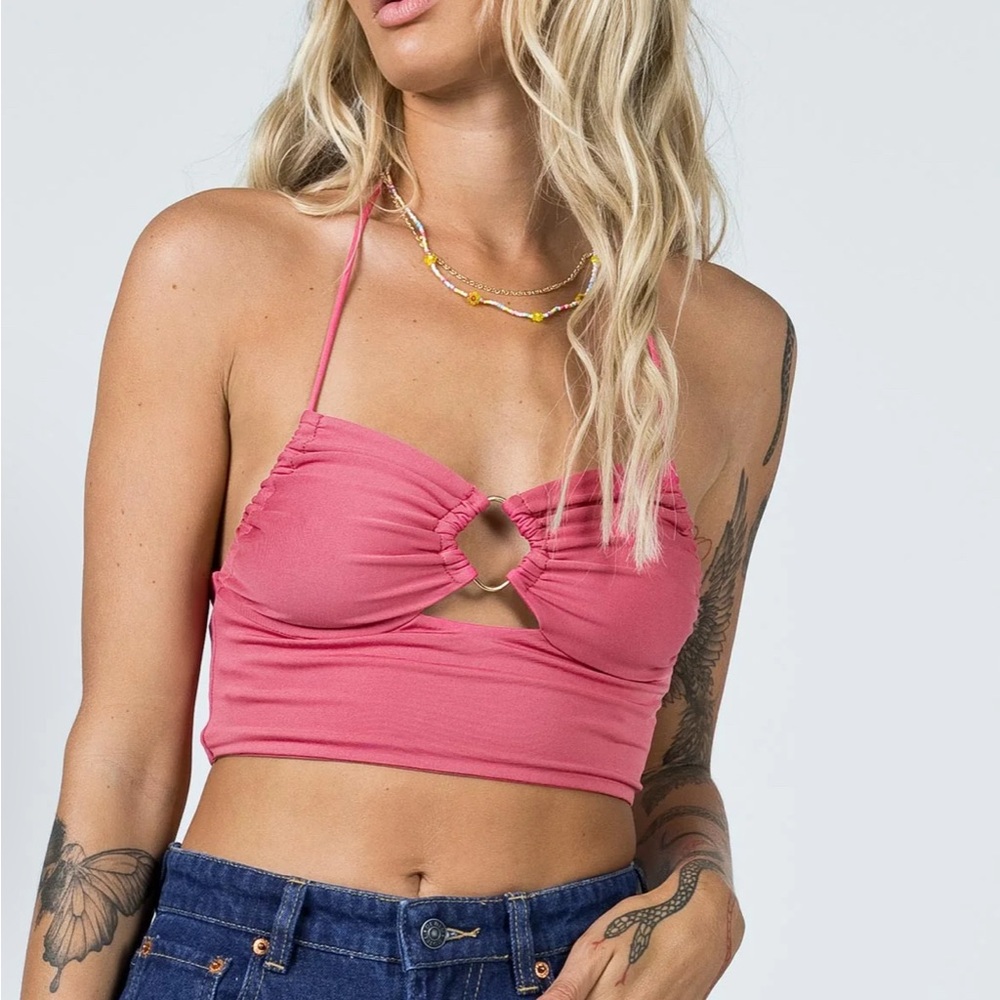 Princess Polly Pink Halter Crop Top NWT